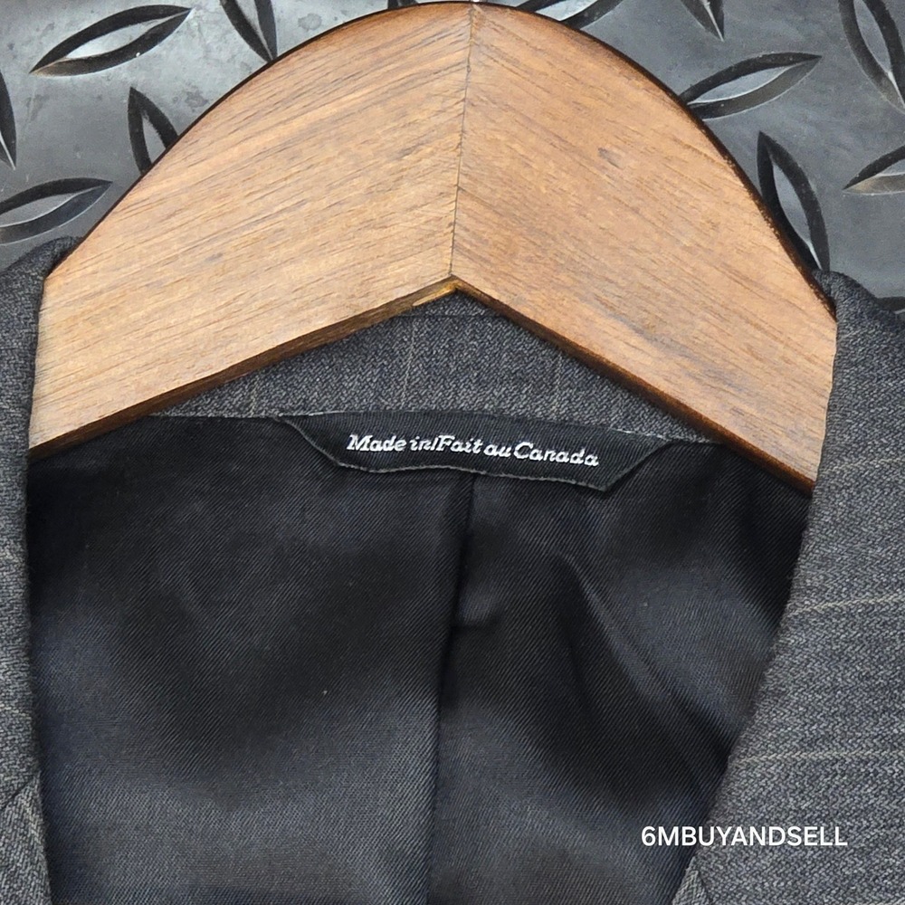 Paul Dione Mens Grey Pinstripe Pure Virgin Wool 3 Button Blazer Jacket Canada 44 - Picture 9 of 14